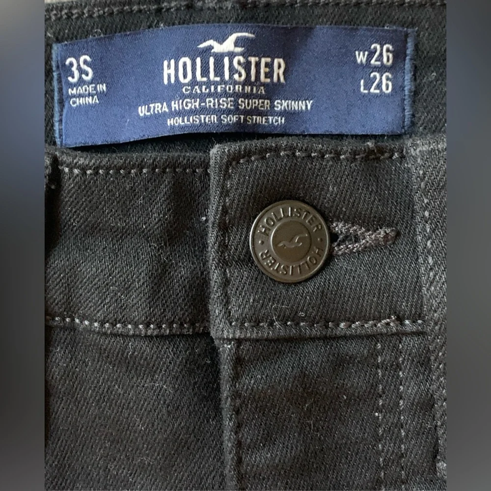 Hollister Women’s Ultra High Rise Super Skinny Jeans Size:3S - W26 L26 - Black - Picture 4 of 7